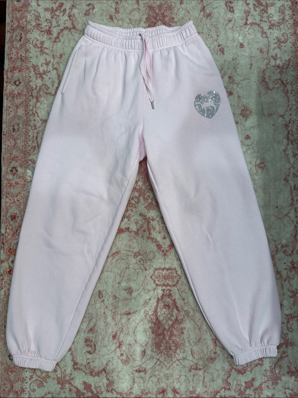 VICTORIAS SECRET PINK -Pink Heart Jogger Sweatpants size small